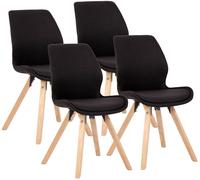 CLP Juego de 4 sillas de comedor acolchadas Luna, modernas sillas tapizadas con respaldo - Color: negro, Material: tela
