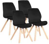 CLP Juego de 4 sillas de comedor acolchadas Luna, modernas sillas tapizadas con respaldo - Color: negro, Material: terciopelo