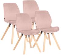 CLP Juego de 4 sillas de comedor acolchadas Luna, modernas sillas tapizadas con respaldo - Color: rosa, Material: terciopelo