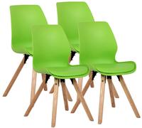CLP Juego de 4 sillas de comedor acolchadas Luna, modernas sillas tapizadas con respaldo - Color: verde, Material: plástico