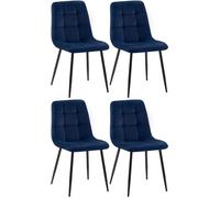 CLP Juego de 4 sillas de Comedor Antibes I Sillas de Cocina tapizadas con Fundas de Terciopelo I con Protectores de Suelo, Color:Azul Oscuro