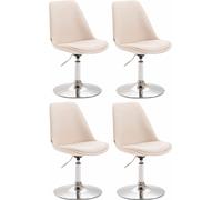 CLP Juego de 4 sillas de comedor Maverick, tapizadas en tela, giratorias y con ajuste de altura continuo, color crema, estructura cromada