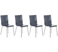 CLP Juego de 4 Sillas de Espera Pepe I Sillas para Visitas con Asiento de Madera Ergonómico I Sillas de Conferencia con Soporte Metálico Estable, Color:Gris