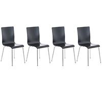 CLP Juego de 4 Sillas de Espera Pepe I Sillas para Visitas con Asiento de Madera Ergonómico I Sillas de Conferencia con Soporte Metálico Estable, Color:Negro