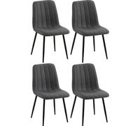 CLP Trading GmbH Juego de 4 sillas Dijon Tapizadas en terciopelo negro con respaldo 53x45x88 cm