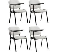 CLP, juego de 4 sillas "Ken" con mesa plegable, tapizadas en imitación cuero, color blanco