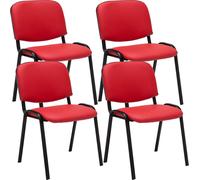 CLP, juego de 4 sillas para invitados, diseño moderno, tapizadas en cuero sintético, apilables, color rojo