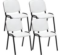 CLP, juego de 4 sillas para invitados, diseño moderno, tapizadas en cuero sintético blanco, apilables