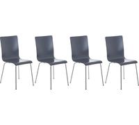 CLP Juego de 4 sillas para visitas modelo Pepe, con asiento de madera y estructura de metal. Color: azul claro
