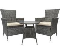 CLP Juego de Muebles de jardín Fireda, 3 Piezas, de ratán PE, con Estructura de Acero y Mesa de Centro, In ojines de Asiento Color:Gris mezclillado