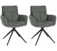 CLP Lote de 2 sillas de Comedor giratorias Vilas de Tela, sillón Giratorio 180° con reposabrazos y Respaldo, con Protectores de Suelo, Color:Gris