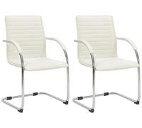 CLP Lote de 2 sillas de Visita Tira Polipiel I Silla basculante con Asiento tapizado Color:Crema