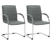 CLP Lote de 2 sillas de Visita Tira Polipiel I Silla basculante con Asiento tapizado, Color:Gris