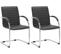 CLP Lote de 2 sillas de Visita Tira Polipiel I Silla basculante con Asiento tapizado, Color:Negro
