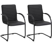 CLP Lote de 2 sillas de Visita Tira Polipiel I Silla basculante con Asiento tapizado Color:Negro/Negro