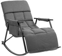 CLP Mecedora Cathy I Mecedora tapizada I Mecedora con Respaldo I Estructura metálica con reposabrazos y Bolsillo Lateral | Color Gris Oscuro Material Tela