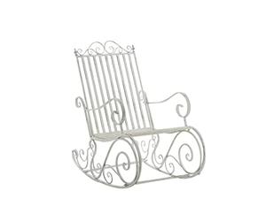 CLP Mecedora Relax Silla Smilla, Resistente al Clima para jardín, Estructura de Metal, Estilo rústico, sillón de Exterior, Color:Blanco Envejecido