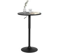 CLP Mesa Alta Redonda Lamoni 60cm, Bar Bistró Regulable en Altura, Giratoria 360 Grados, Estructura Metálica Robusta con Protección Suelo, Color:Negro/Negro, Forma:Redondo