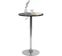 CLP Mesa Alta Redonda Lamoni 60cm, Bar Bistró Regulable en Altura, Giratoria 360 Grados, Estructura Metálica Robusta con Protección Suelo | Color Negro Forma Redondo