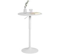 CLP Mesa Alta Redonda Lamoni 60cm, Bar Bistró Regulable en Altura, Giratoria 360 Grados, Estructura Metálica Robusta con Protección Suelo | Color Blanco/Blanco Forma Redondo