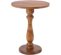CLP Mesa Auxiliar Adamsville Mesa Redonda Artesanal de Madera Maciza de Mindi para salón y Comedor | Color marrón