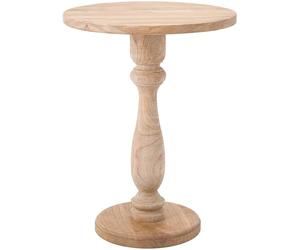 CLP Mesa Auxiliar Adamsville Mesa Redonda Artesanal de Madera Maciza de Mindi para salón y Comedor | Color Natura