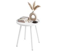 CLP Mesa Auxiliar de Exterior Resistente a Intemperie Ø 40cm Busan, Mesa de jardín pequeña Redonda de Polipropileno UV, Estructura de Acero | Color Blanco