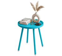 CLP Mesa Auxiliar de Exterior Resistente a Intemperie Ø 40cm Busan, Mesa de jardín pequeña Redonda de Polipropileno UV, Estructura de Acero | Color Azul