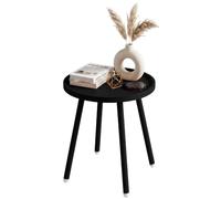 CLP Mesa Auxiliar de Exterior Resistente a Intemperie Ø 40cm Busan, Mesa de jardín pequeña Redonda de Polipropileno UV, Estructura de Acero | Color Negro
