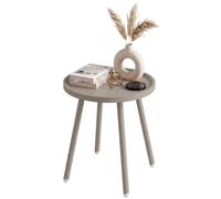 CLP Mesa Auxiliar de Exterior Resistente a Intemperie Ø 40cm Busan, Mesa de jardín pequeña Redonda de Polipropileno UV, Estructura de Acero | Color Gris Pardo