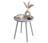 CLP Mesa Auxiliar de Exterior Resistente a Intemperie Ø 40cm Busan, Mesa de jardín pequeña Redonda de Polipropileno UV, Estructura de Acero | Color Gris Claro