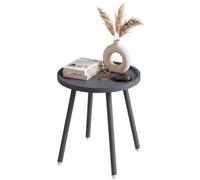 CLP Mesa Auxiliar de Exterior Resistente a Intemperie Ø 40cm Busan, Mesa de jardín pequeña Redonda de Polipropileno UV, Estructura de Acero | Color Antracita