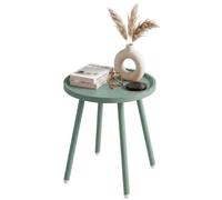 CLP Mesa Auxiliar de Exterior Resistente a Intemperie Ø 40cm Busan, Mesa de jardín pequeña Redonda de Polipropileno UV, Estructura de Acero | Color Oliva