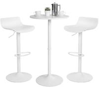 CLP Mesa de Bar con Set de 2 taburetes Navo, Mesa Alta Redonda 60 cm, taburetes Regulables en Altura y giratorios con reposapiés | Color Blanco