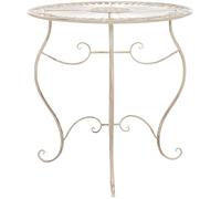 CLP Mesa de Hierro Indra de diseño nostálgico I Mesa con Patas curvadas I Color: Crema Envejecido