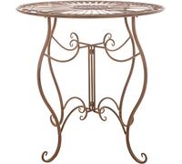 CLP Mesa de Hierro Indra | Mesa de Metal de diseño nostálgico para jardín, balcón | Mesa Bistro Redonda Resistente a la Intemperie, fácil de Limpiar | Color Antiguo marrón