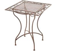 CLP Mesa de Jardin Asina Cuadrada 60 x 60 cm, Estilo modernista romantico de Hierro, Repelente al Agua para terraza y Balcon | Color Antiguo marrón
