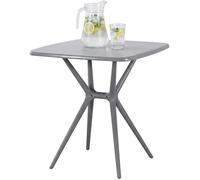CLP Mesa de Jardin Becky Cuadrada 72x72 cm, Estable y Resistente a la Intemperie, Mesa Bistro para Balcon de Polipropileno UV, Color:Gris