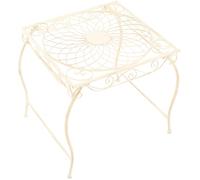 CLP Mesa de Jardin de Hierro Zarina, Mesa Auxiliar romantica Estilo modernista, para Jardin, terraza y Balcon, con Protectores de Suelo | Color Crema Envejecido