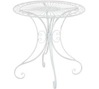 CLP Mesa de Jardin Hari Estilo Art Nouveau, Mesa Bistro Redonda de Hierro con Adornos Decorativos, Mesa Auxiliar para Jardin, Balcon y terraza | Color Blanco