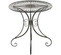CLP Mesa de jardín Hari Estilo Art Nouveau Mesa bistró Redonda de Hierro Decorado Ideal para jardín balcón o terraza, Color:Bronce
