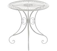 CLP Mesa de jardín Hari | Mesa Auxiliar de Exterior en Estilo rústico | Mesa de terraza Redonda 70 cm de diámetro, Color:Blanco Envejecido