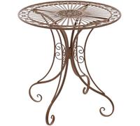 CLP Mesa de jardín Hari | Mesa Auxiliar de Exterior en Estilo rústico | Mesa de terraza Redonda 70 cm de diámetro, Color:Antiguo marrón