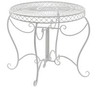 CLP Mesa de Jardin Redonda Estilo modernista Sheela, Mesa de Hierro con Recubrimiento en Polvo, Resistente a la Intemperie para Balcon | Color Blanco Envejecido