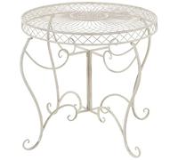 CLP Mesa de Jardin Redonda Estilo modernista Sheela, Mesa de Hierro con Recubrimiento en Polvo, Resistente a la Intemperie para Balcon | Color Crema Envejecido