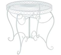 CLP Mesa de Jardin Redonda Estilo modernista Sheela, Mesa de Hierro con Recubrimiento en Polvo, Resistente a la Intemperie para Balcon | Color Blanco