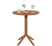 CLP Mesa de jardín Redonda Lacota de 60 cm, plástico Resistente a la Intemperie y UV, Ideal para balcón y terraza, para 2 a 4 Personas | Color Terracotta