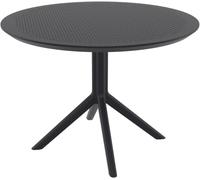 CLP Mesa de Jardín Sky Redonda Diametro 105 cm, Altura 74 cm, Mesa de Bistró Exterior Polipropileno Resistente a la Intemperie, UV y al Invierno, Color:Negro