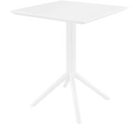 CLP Mesa Plegable Sky Cuadrada o Redonda En Plástico I Mesa Fácil De Almacenar para Exterior Resistente A La Intemperie, Color:Blanco, Forma:Angular
