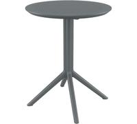 CLP Mesa Plegable Sky Cuadrada o Redonda En Plástico I Mesa Fácil De Almacenar para Exterior Resistente A La Intemperie, Color:Gris Oscuro, Forma:Redondo